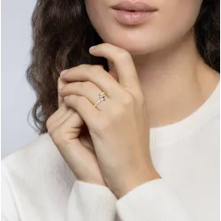 Bague Toi Et Moi Double Cristal Moissanite En Plaqué or 18K 750/000 T50 à 60