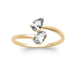 Bague Toi Et Moi Double Cristal Moissanite En Plaqué or 18K 750/000 T50 à 60