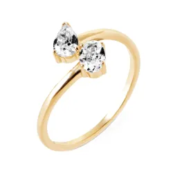 Bague Toi Et Moi Double Cristal Moissanite En Plaqué or 18K 750/000 T50 à 60