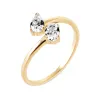 Bague Toi Et Moi Double Cristal Moissanite En Plaqué or 18K 750/000 T50 à 60