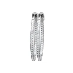 Créoles Empierrées Zirconium Microserti Diamètre 2.9CM Argent 925/000 Rhodié