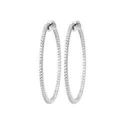 Créoles Empierrées Cubis Zirconium Microserti 4CM Argent 925/000 Rhodié
