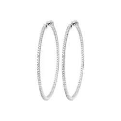Créoles Empierrées Cubis Zirconium Microserti 5CM Argent 925/000 Rhodié