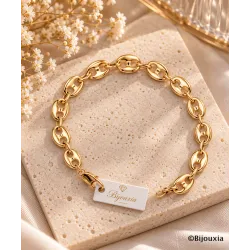 Bracelet Maille Grain De Café 8MM X 21 CM Plaqué or 18 Carats