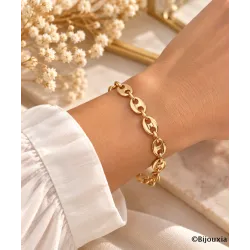 Bracelet Maille Grain De Café 19 CM Plaqué or 18 Carats 750/000