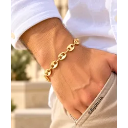 Bracelet Maille Grain De Café 19 CM Plaqué or 18 Carats 750/000