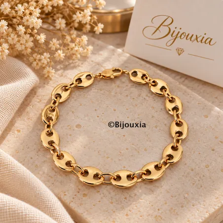 Bracelet Maille Grain De Café 19 CM Plaqué or 18 Carats 750/000