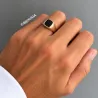 Bague Chevalière Onyx Plaqué Or 18 CARATS T50 à T68
