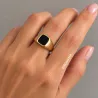 Bague Chevalière Onyx Plaqué Or 18 CARATS T50 à T68