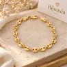 Bracelet Maille Grain de Café 20cm X 6,5 mm Plaqué Or Bijou Homme/Femme
