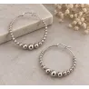 Boucles D'oreilles Créoles Contour Boules 4CM Argent Massif 925/1000