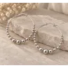 Boucles D'oreilles Créoles Contour Boules 4CM Argent Massif 925/1000
