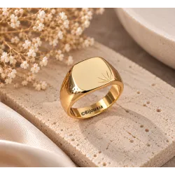 Bague Chevalière Plaqué Or 18 Carats Tailles CHOIX T 52 à T 66 Bijoux