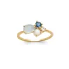 Bague Pierres Naturelles Agate Bleu et Nacre En Plaqué or 18 Carats 750/1000