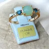 Bague Pierres Naturelles Agate Bleu et Zirconiums En Plaqué or 18 Carats 750/1000