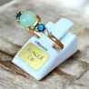 Bague Pierres Naturelles Agate Bleu et Zirconiums En Plaqué or 18 Carats 750/1000