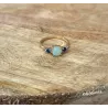 Bague Pierres Naturelles Agate Bleu et Zirconiums En Plaqué or 18 Carats 750/1000