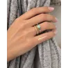 Bague Pierres Naturelles Agate Bleu et Zirconiums En Plaqué or 18 Carats 750/1000