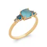 Bague Pierres Naturelles Agate Bleu et Zirconiums En Plaqué or 18 Carats 750/1000