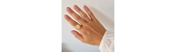 Bague Pièce Médaille Motif Croix En Plaqué or 18 Carats 750/000 T50à 60