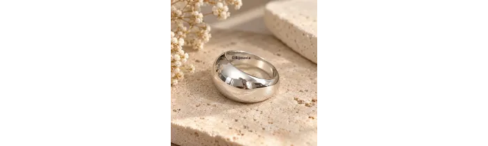 Bague Jonc Bombée Argent Massif 925/1000 Tailles 50 à 60
