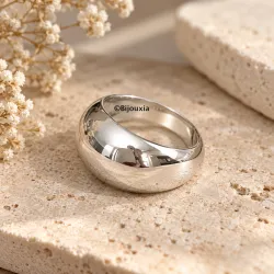 Bague Jonc Bombée Argent Massif 925/1000 Tailles 50 à 60
