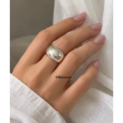 Bague Jonc Bombée Argent Massif 925/1000 Tailles 50 à 60