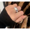 Bague Jonc Bombée Solitaire Zirconium En Plaqué Argent 925/000 12MICRONS Rhodié
