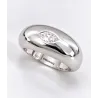Bague Jonc Bombée Solitaire Zirconium En Plaqué Argent 925/000 12MICRONS Rhodié