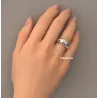 Bague Jonc Bombée Solitaire Zirconium En Plaqué Argent 925/000 12MICRONS Rhodié