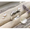 Bague Jonc Bombée Solitaire Zirconium En Plaqué Argent 925/000 12MICRONS Rhodié