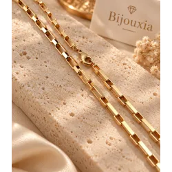 Chaîne Maillons Rectangulaires 60CM En Plaqué Or 18 Carats 750/1000 Bijoux MIXTE