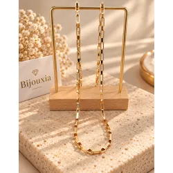 Chaîne Maillons Rectangulaires 60CM En Plaqué Or 18 Carats 750/1000 Bijoux MIXTE