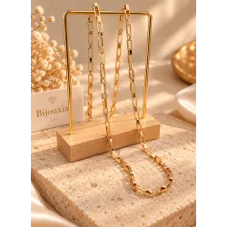 Chaîne Maillons Rectangulaires 60CM En Plaqué Or 18 Carats 750/1000 Bijoux MIXTE
