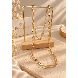 Chaîne Maillons Entrelacés 60CM En Plaqué Or 18 Carats 750/1000 Bijoux MIXTE
