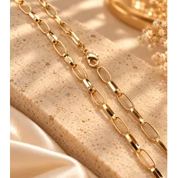 Chaîne Maillons Entrelacés 60CM En Plaqué Or 18 Carats 750/1000 Bijoux MIXTE