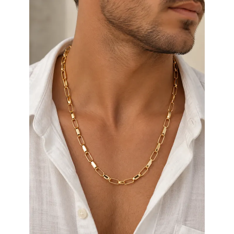 Chaîne Maillons Entrelacés 60CM En Plaqué Or 18 Carats 750/1000 Bijoux MIXTE