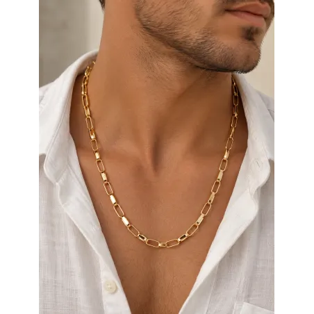 Chaîne Maillons Entrelacés 60CM En Plaqué Or 18 Carats 750/1000 Bijoux MIXTE