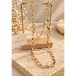 Chaîne Maillons Entrelacés 60CM En Plaqué Or 18 Carats 750/1000 Bijoux MIXTE