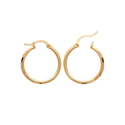 Boucles D'oreilles Créoles Diamètre 2cm motifs ciselés en plaqué or 18 carats 750/000