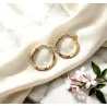 Boucles D'oreilles Créoles Diamètre 2cm motifs ciselés en plaqué or 18 carats 750/000