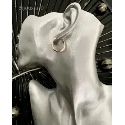 Boucles D'oreilles Créoles Diamètre 2cm motifs ciselés en plaqué or 18 carats 750/000