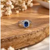 Bague Marquise Saphir Zirconium Argent Massif 925/000 Rhodié Tailles 50 à 60