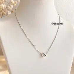 Collier Pendentif Boule et Chaîne serpent Argent Massif 925/1000