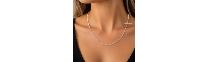 Chaîne Maille corde 45 cm x 1.75 mm En Argent Massif 925/1000 Rhodié Poinçonné