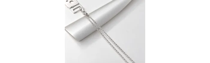 Chaîne Maille corde 45 cm x 1.75 mm En Argent Massif 925/1000 Rhodié Poinçonné