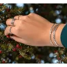 Bracelet Jonc Motif Chaîne Gourmette Alternée En Argent Massif 925/1000 Rhodié