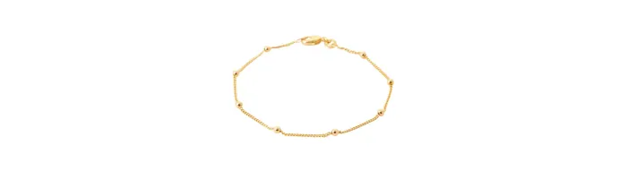 Bracelet maille gourmette ornées de fines boules En Plaqué or 18 Carats 750/1000