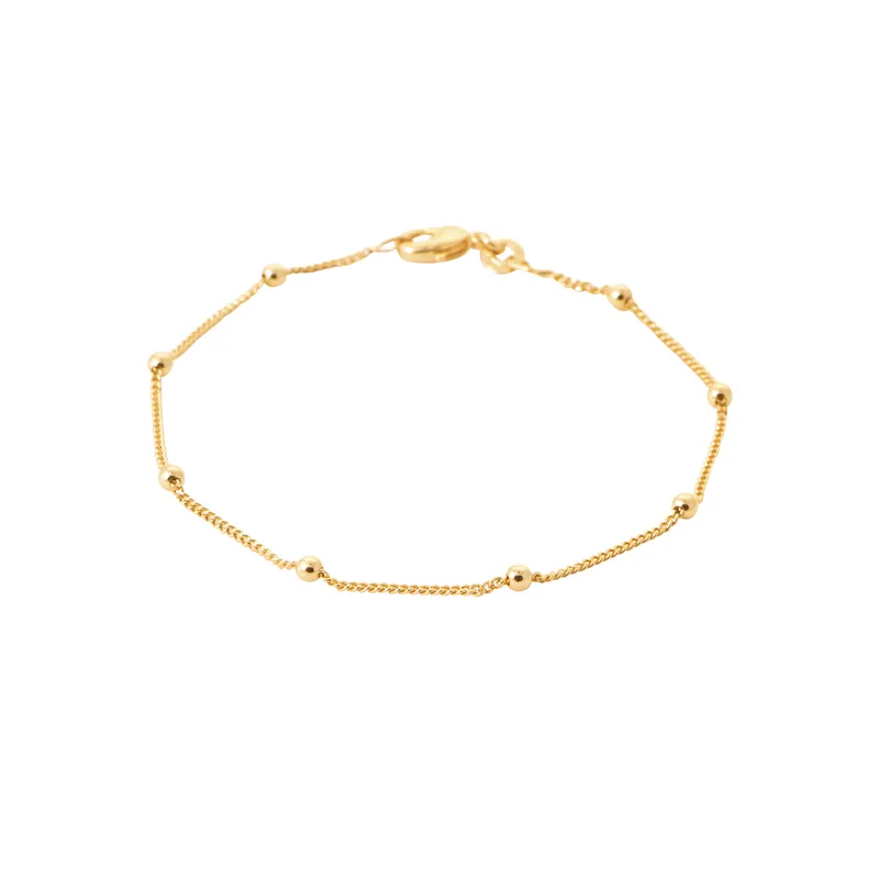 Bracelet maille gourmette ornées de fines boules En Plaqué or 18 Carats 750/1000
