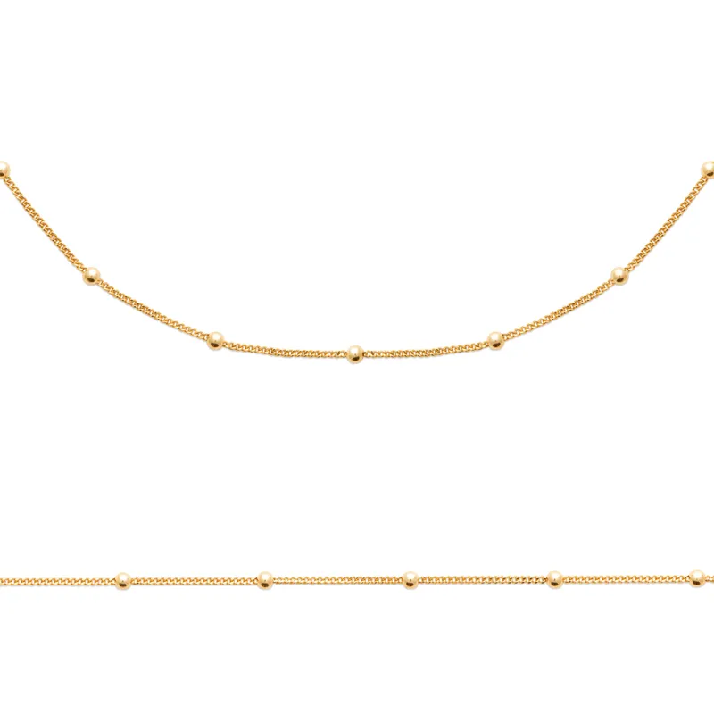 Chaîne maille gourmette ornées de fines boules En Plaqué or 18 Carats 750/1000